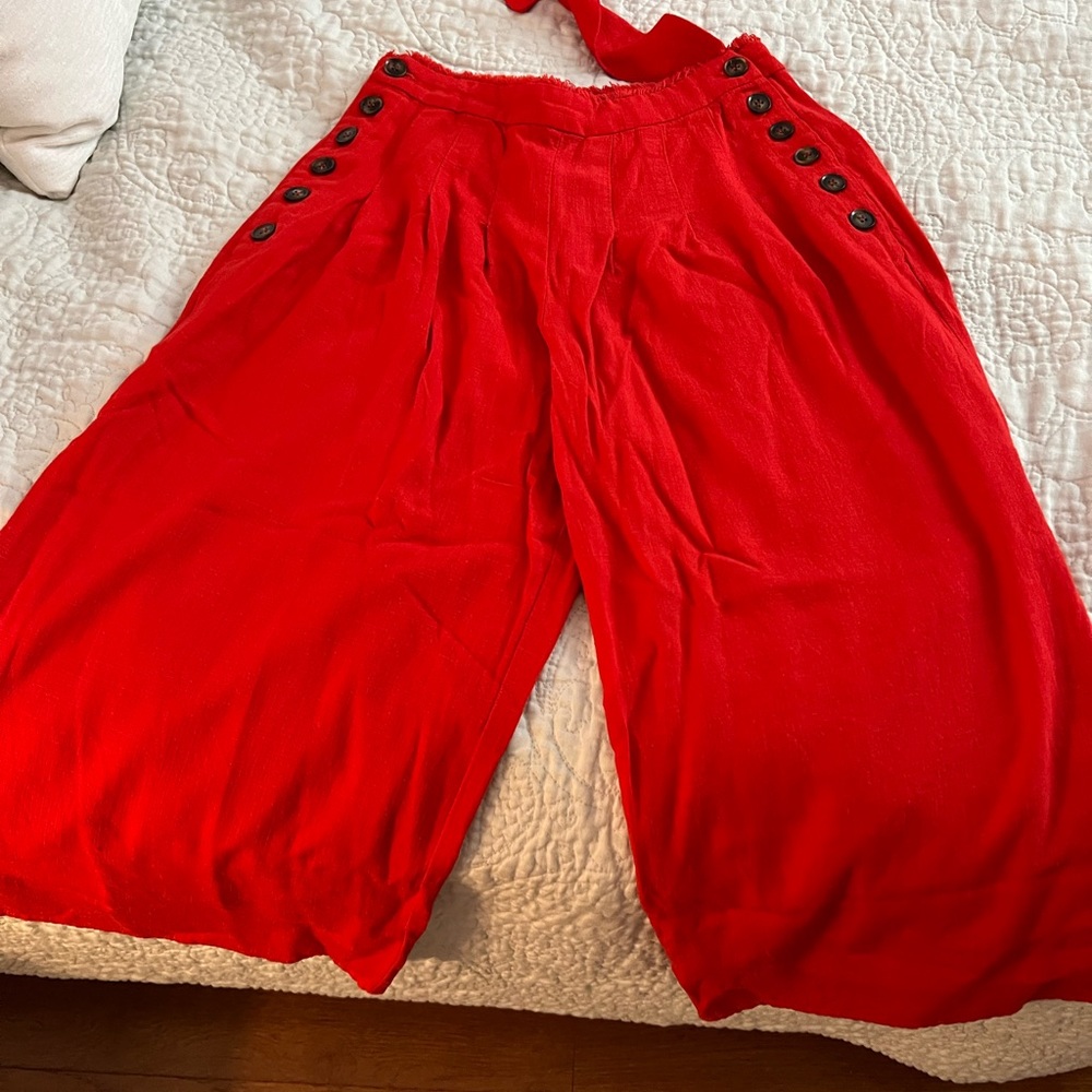 RED SET (CROP TOP WITH FLOWY PANTS) from bloomingdales